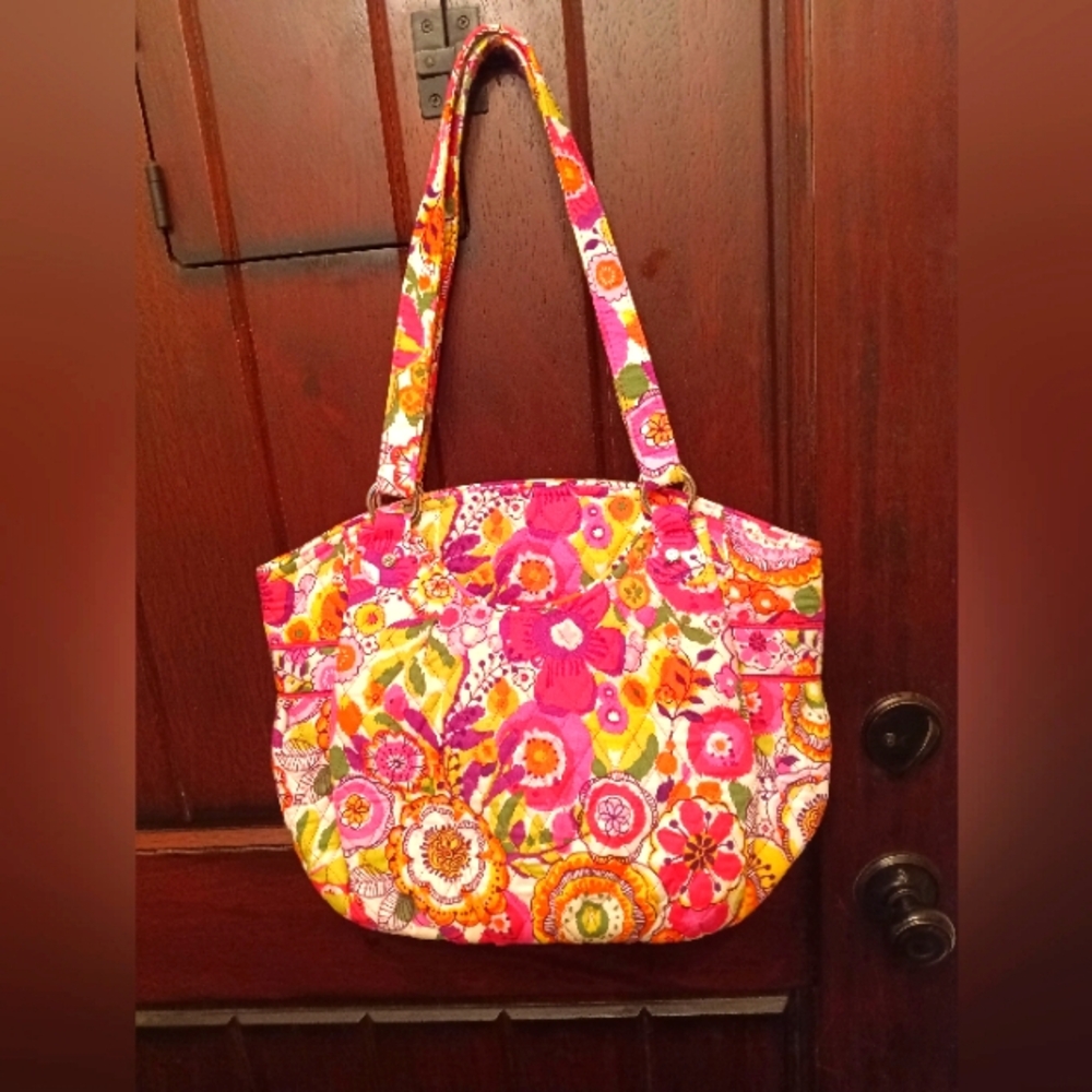 Vera Bradley Floral Shoulder Bag in Pink, Orange, Yellow & Green